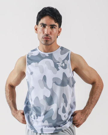 GREY CAMO-CLOUD MESH SLEEVELESS
