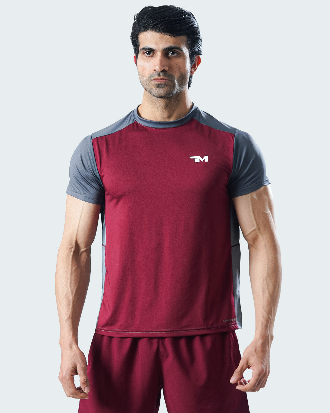 CORE-DRY SHIRT MAROON & GREY