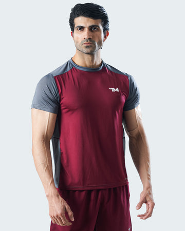 CORE-DRY SHIRT MAROON & GREY