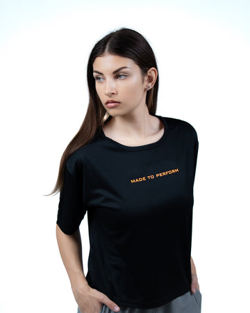Black Nova Mesh Crop Tee