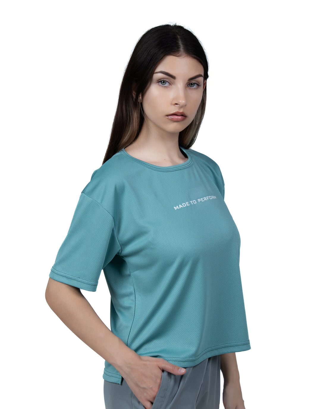 Sage green Nova Mesh Crop Tee