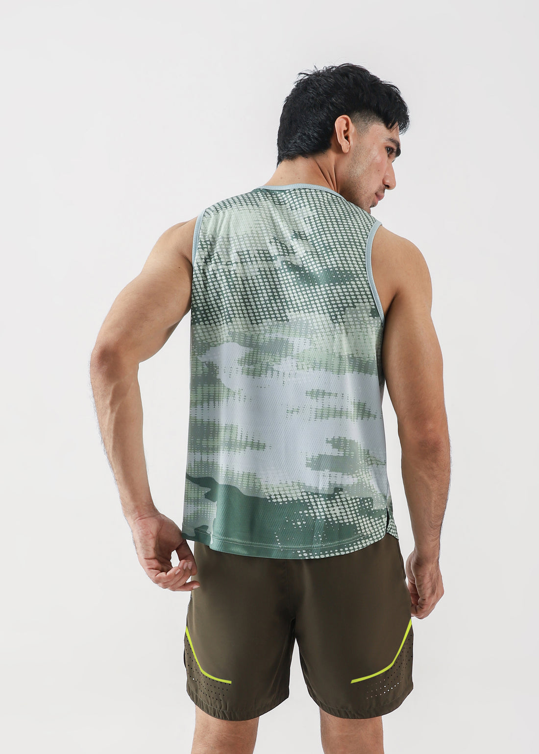 GREEN CAMO CLOUD MESH SLEEVELESS