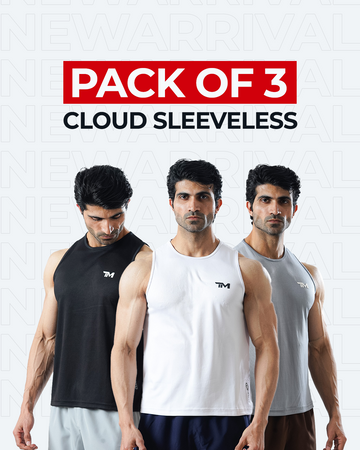 PACK OF 3 SOLID CLOUD MESH SLEEVELESS